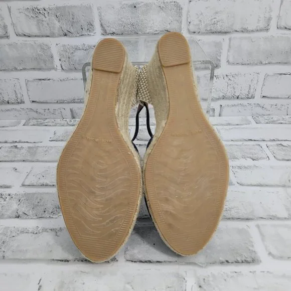 NWOB Paseart Navy Suede Closed Toe Espadrille Wedges Size 7.5 - Picture 7 of 8